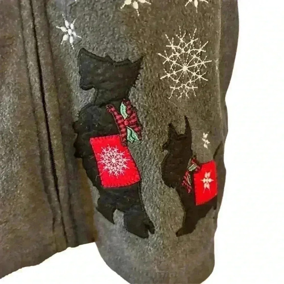 Rebecca Malone Gray Christmas Scottie Dog Fleece Vest, size Medium - Picture 2 of 5